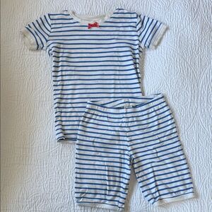 Mini Boden Blue and White Striped Pajama Set